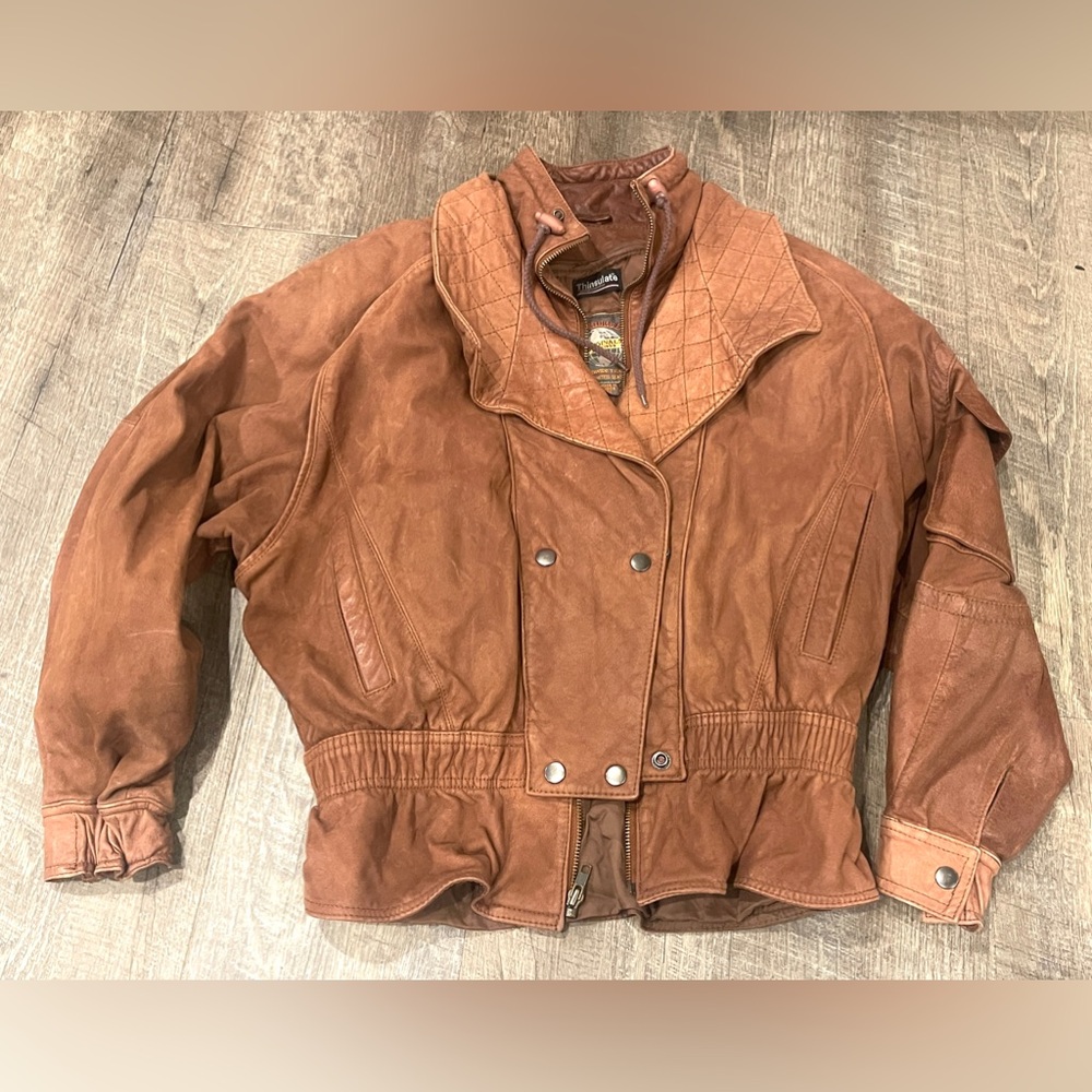 Women’s small 100% leather jacket, brown, beautiful
